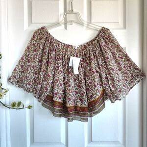 NWT Poupette St. Barth Mini top blouse White pink Lotus